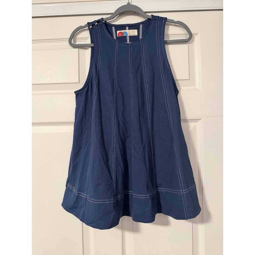 FP Beach Free People Strada Blue Baby Doll Tank Top Resort - Picture 2 of 8